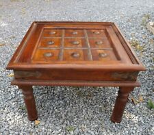 Tavolino coloniale da divano con piano lavorato cm h 41