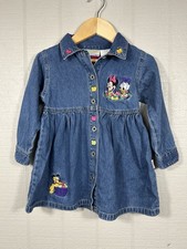 Abito vintage anni 90 Disney bambino denim 2T 24 mesi Minnie margherita pluto ricamato