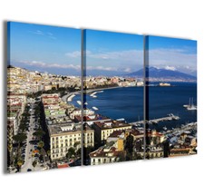 Stampe su tela 3pz.120x90cm Paesaggio 052 Quadri Moderni Golfo Napoli Vesuvio 
