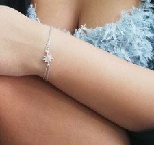 BRACCIALE FIOCCO DI NEVE IN ARGENTO 925 RODIATO IN ORO BIANCO 18 KT