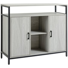 HOMCOM Credenza Moderna in Legno con 2 Armadietti e Ripiani Grigio Chiaro