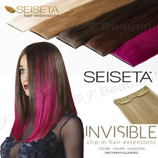 Extension Clip Capelli Veri Invisibile Clip in SEISETA Fascia 2 clip Hair Remy