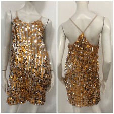 DIXIE Vestito abito cocktail dress arancione paillettes Tg M 