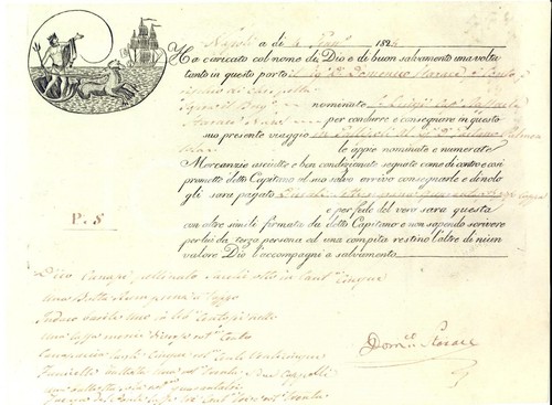 1825 porto napoli ricevuta - 1825,