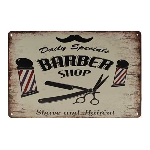 Cartello targa barber shop - cartello, in