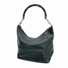 Borsa a tracolla Gucci in pelle di bambù nera vintage autentica