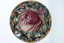 Grande caricatore per granchio portoghese in maiolica Palissy Ware