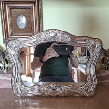 Cornice Specchio da tavolo in Argento 925 massiccio anni 70 cm 38x28 - Barocco