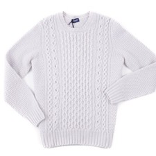 Maglione Drumohr F/W 24-25 grigio chiaro Aran maglia cavo lana di agnello M (Eu 50) nuovo con etichette