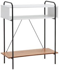 Tavolo consolle 3 ripiani Milano 31 1/4" largo bianco e rovere