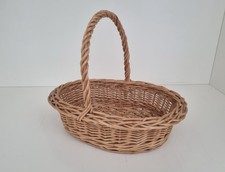 Cesto in vimini intrecciato con manico per funghi castagne frutta vintage cm 33