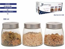 x Set 3 Tris Barattoli Con Coperchio Vetro Contenitori Pasta Biscotti 850ml dfh
