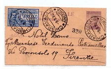 B.P. Michetti cent. 50 viola su giallo n. B 18 viaggiato con espresso