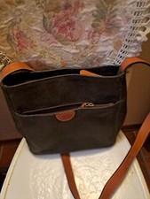 Tracolla Bric's in pelle verde e cuoio mis cm 24x24 con3 tasche e 2 scomparti