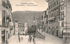 dm383 cartolina  palombara sabina piazza umberto I palazzo comunale rieti