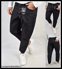 Jeans Uomo alla turca a cavallo alto baggy pantaloni denim nero 42 larghi capri