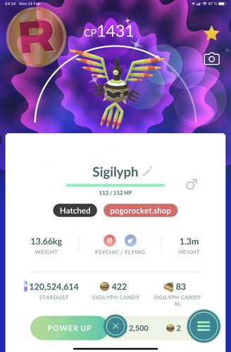 Shiny sigilyph regional reg - sigilyph,