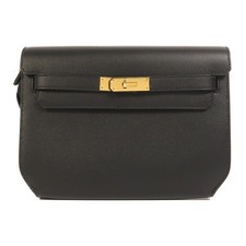Borsa pochette HERMES GHW Kelly Depeches 25 pochette Epsom pelle nera