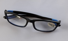 - Occhiali da lettura uomo donna - +2.00 CE - belli e leggeri -nero finiture blu