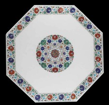 36 " Marmo Centro Divano Table Top Inserto Pietra Dura Floreale Lavoro Casa