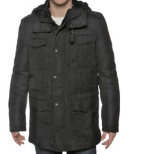 DIESEL Parka Giubbotto L nero/grigio tessuto tecnico imbottito impermeabile