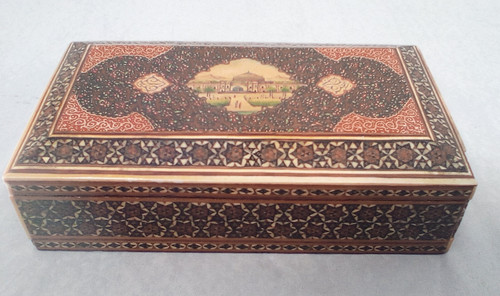 Khatam inlaid box with hand - khatam,