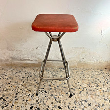 SGABELLO VINTAGE ANNI 60-70 IN METALLO CROMATO