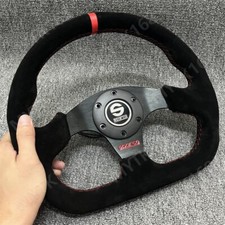 Volante Sparco 13' pelle scamosciata piatto forma D anello rosso racing sport