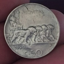 Vittorio Emanuele III (1900-1943) - 50 Centesimi Leoni 1920 liscio