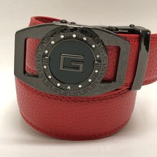 Designer red leather belt - designer, pu