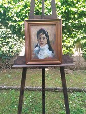 Antonio Mancini (a firma di) Ritratto di fanciulla olio su tavola Napoli