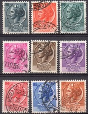 ITALIA 1953 - Serie completa usata (9v) Turrita Siracusana Ruota alata #2#XOU