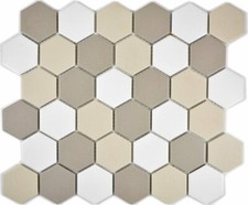 Piastrelle Mosaico Ceramica Hexagon Bianco Beige Chiaro Grigio Non Smaltate