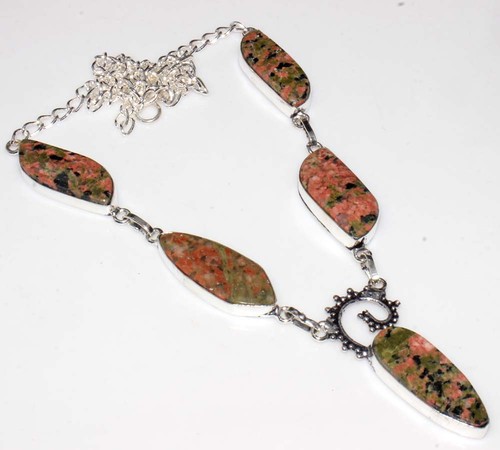 Collana unakite placcata - unakite,