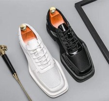 Mens Casual Mesh Lace Up Woven Loafer Shoes Soft Creeper Shoes Daily Sneakers