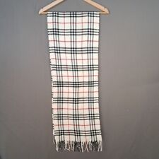 Sciarpa Burberry 100% cashmere colore bianco fantasia scozzese taglia 160x31cm