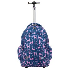 St.Right Gatto Pigro Grande Zaino Trolley con Ruote Scuola Ragazza Bambina
