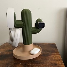 Cactus Supporto per Cuffie e Orologio - Organizzatore da Scrivania per AirPods, Apple Watch.
