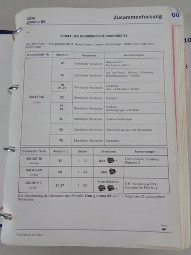 Manuale officina fiat uno - uno, mk