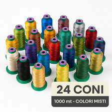 Set 24 Coni ISACORD Filato Ricamo 40WT – 1000mt Colori Assortiti Professionale