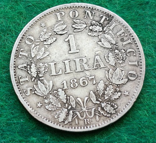 Moneta argento 1867 italia - moneta,