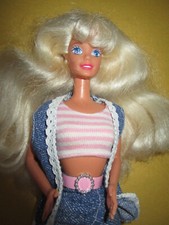 B1987)VECCHIA BIONDA VINTAGE BARBIE MATTEL ABBIGLIAMENTO ORIGINALE ETICHETTA+ORECCHINI+SCARPE
