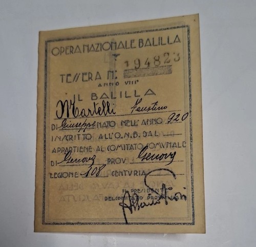 Tessera opera nazionale - tessera,