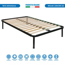 Rete a doghe piazza e mezza 120x190 con telaio in metallo e doghe in faggio