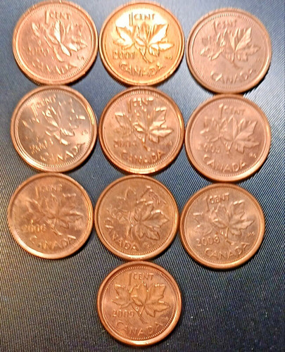 2000 2009 canada one cent - -,