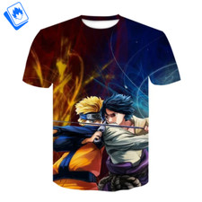 T-Shirt Cartoon maniche corte da Uomo Naruto Naruto Uzumaki vs Sasuke Uchiha