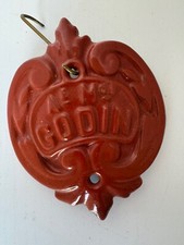 Antica placca stufa a legna carbone Godin smaltata francese curva arancione