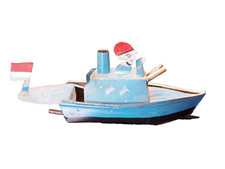 giocattolo motoscafo in latta con caldaia a vapore anni 50/60