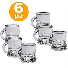 6 BICCHIERINI DA LIQUORE MINI BOCCALE CICCHETTO SHOT RUM VODKA IN VETRO CHUPITOS