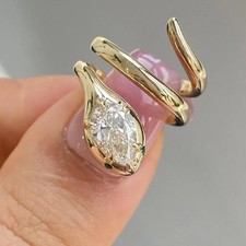 FINE 14k anello serpente in